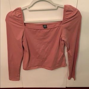 Long puff sleeve mauve shirt
